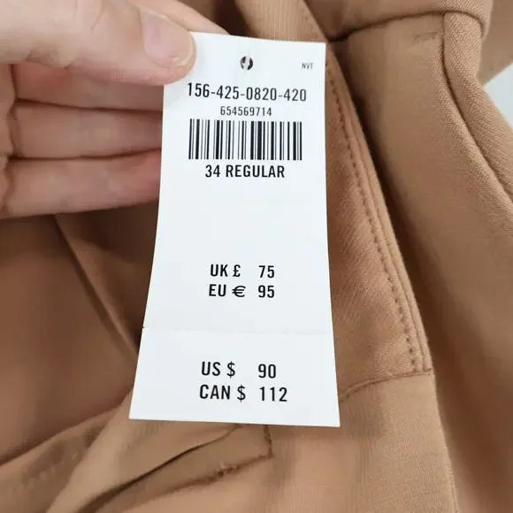 NWT Abercrombie & Fitch Sloane Tailored Wide Leg Pant In Tan Size 34 Regular - Picture 9 of 10